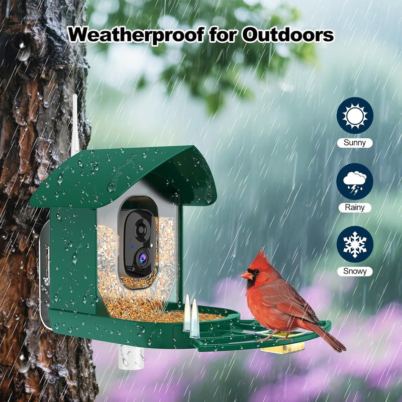 Fazoxo Bird Feeder with Camera,AI Identify Birds Species,FHD WiFi Outdoor Smart Bird Feeder Camera with Solar Powered,Real-Time Notice,Auto Record,IP65 Weatherproof Birds House with Cam,Ideal Gift for Family - Image 5